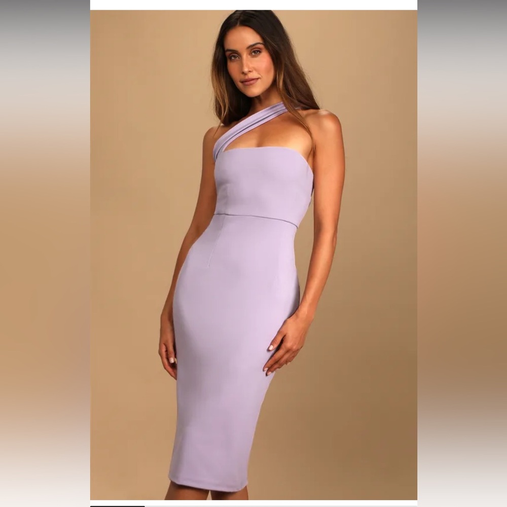 Lulu’s Hold Your Attention Lilac One-Shoulder Midi Dress - Size L